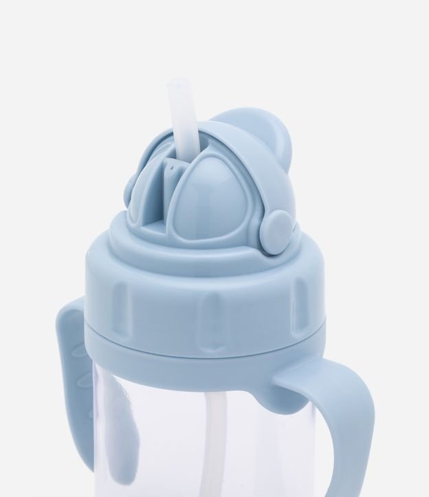 Botella Infantil en Plástico con Pajita y Asa Azul 2