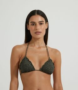 Biquíni Top Cortininha em Poliamida com Estampa Animal Print Onça