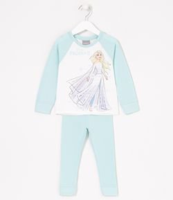 Pijama Infantil Longo Estampa Elsa Frozen - Tam 1 a 10 anos