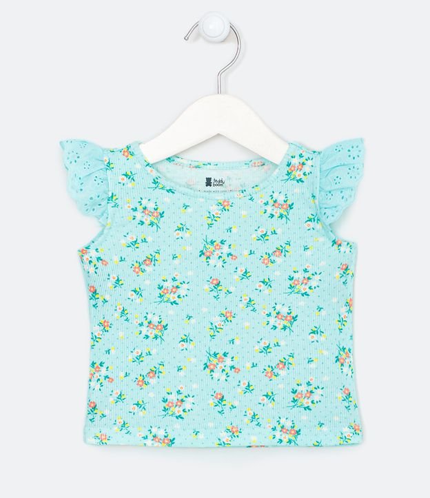 Blusa Infantil Estampa Floral - Tam 0 a 18 meses