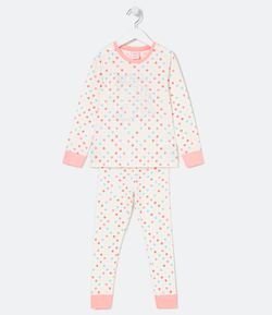 Pijama Infantil Longo Estampa Unicórnio em Poá Colorido - Tam 5 a 14 anos