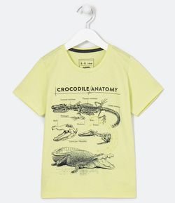 Camiseta Infantil Estampa Anatomia Crocodilo  - Tam 5 a 14 anos