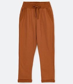 Calça Jogger em Moletom com Amarração e Detalhes Texturizados