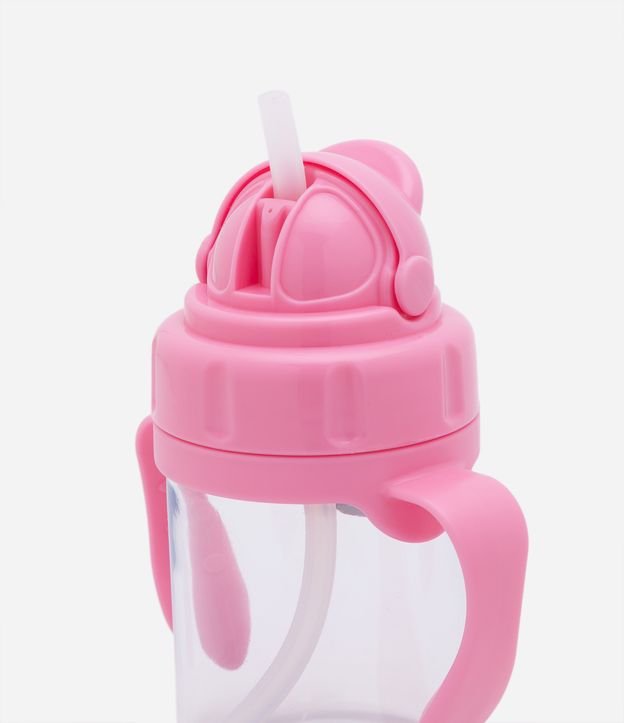 Botella Infantil en Plástico con Tapa y Asa Rosado 2