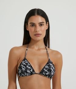 Biquíni Top Cortininha em Poliamida com Estampa de Mini Onças e Frufru