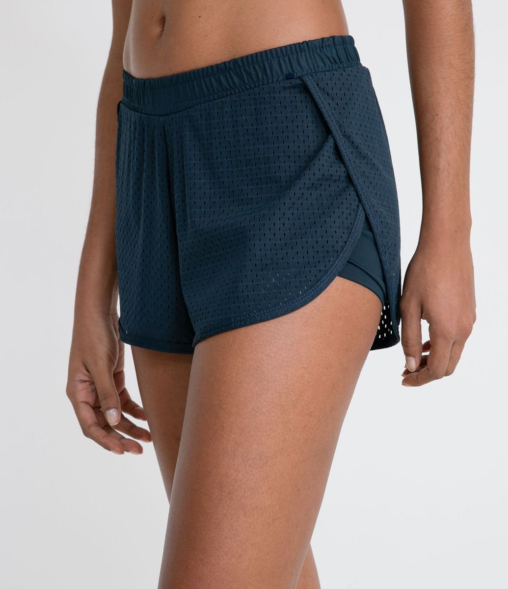 Short Runner Deportivo en Poliamida con Agueros Azul Renner