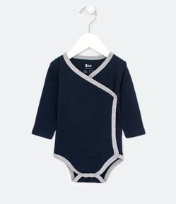 Body Infantil Kimono com Sesgo Contrastando - Tam RN a 18 meses