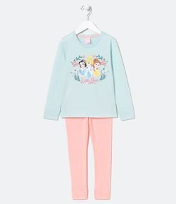 Pijama Infantil Longo Estampa das Princesas - Tam 5 a 14 anos