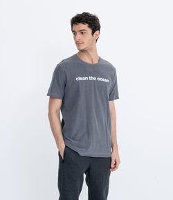 Camiseta Marmorizada com Estampa Ocean