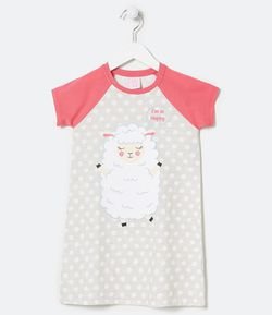 Camisola Infantil Algodão Estampa Poá e Ovelha