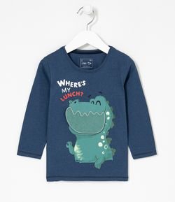 Camiseta Infantil Estampado Interactiva de Dino - Tam 1 a 5 años