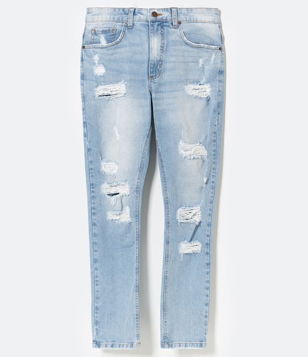 Calça Super Skinny Jeans Destroyed Azul 6