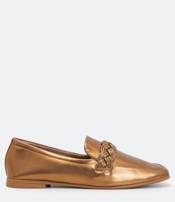 Sapato Mocassim Detalhe Trançado Satinato