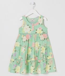 Vestido Infantil em Viscose com Estampa Floral - Tam 5 a 14 anos