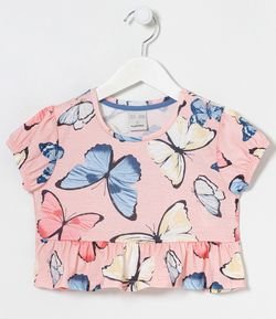 Blusa Infantil Estampa Borboletas - Tam 5 a 14 anos