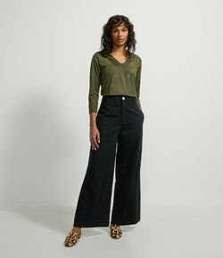 Blusa Manga Longa com Decote V