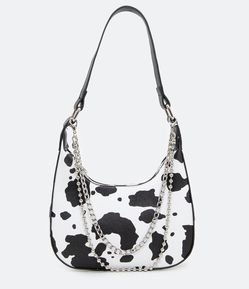 Bolsa Baguete com estampa de Vaquinha e Corrente Dupla