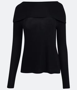 Blusa em Tricô com Gola Degagê e Manga Longa