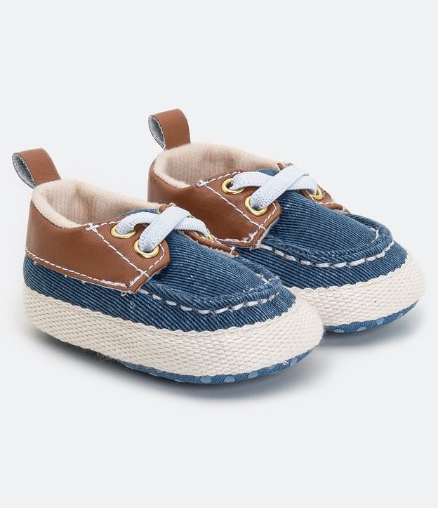 Zapato Infantil Mocasín com Detalle Lateral - Talle 0 a 12 meses Azul 2