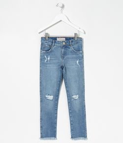 Calça Infantil Jeans com Puídos - Tam 5 a 14 anos