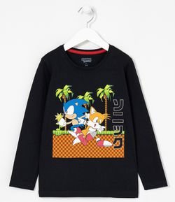 Camiseta Infantil Estampa Sonic - Tam 5 a 14 Anos
