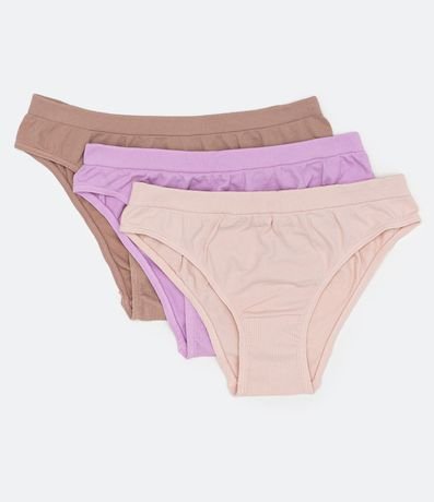 Kit 3 Calcinhas Biquíni em Microfibra sem Costura Bege - Renner