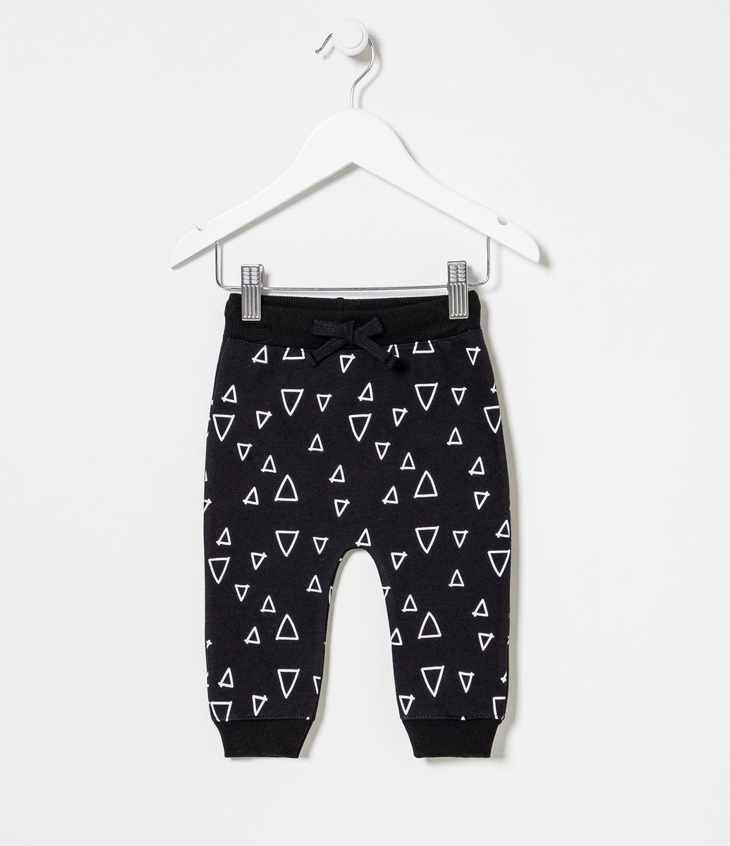 Calça Infantil em Moletom Estampa de Triângulos - Tam 0 a 18 meses Menor preço em Calça Infantil em Moletom Estampa de Triângulos - Tam 0 a 18 meses