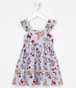 Vestido Infantil Floral em Viscose - Tam 1 a 5 anos