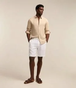 Bermuda Slim Texturizada em Linho com Algodão