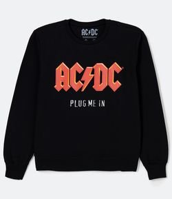 Blusão Fechado em Moletom com Estampa AC/DC Plug Me In