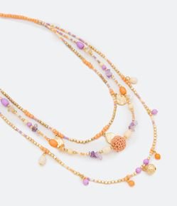 Colar Camadas de Miçangas com Pendente de Bolinhas