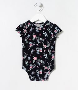 Body Infantil em Algodão com Estampa Floral - Tam 0 a 18 meses