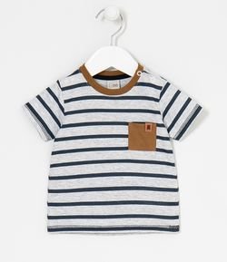 Camiseta Infantil Listrada com bolsinho - Tam 0 a 18 meses