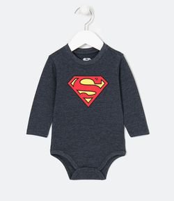 Body Infantil Estampa Escudo Super Homem - Tam 0 a 18 meses