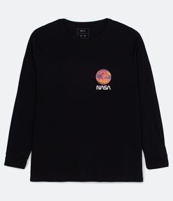 Camiseta Manga Longa em Algodão com Estampa NASA