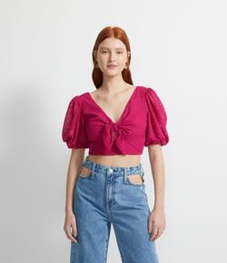 Blusa em Poliéster Texturizada com Amarração