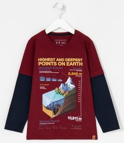 Camiseta Infantil Estampa Montanha - Tam 5 a 14 anos