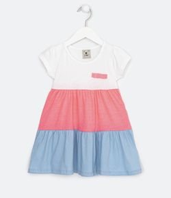 Vestido Infantil em Cotton Recortes - Tam 1 a 5 anos