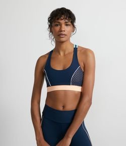 Top Nadador Esportivo em Poliamida com Bojo e detalhe de tela sobreposta