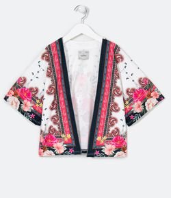 Kimono Infantil Estampa Floral - Tam 5 a 14 anos