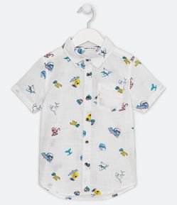 Camisa Infantil con Estampa de Iconos de Playa - Talle 5 a 14 años