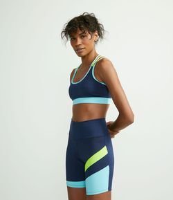 Top Esportivo em Poliamida com Bojo e Alças Contrastantes
