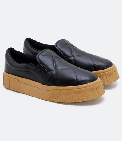 Tênis Slip On Matelassê Satinato Preto - Renner