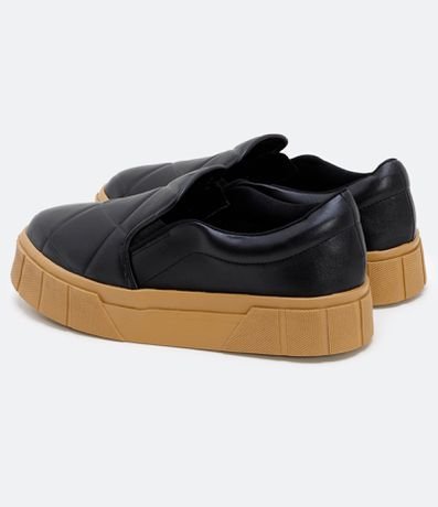 Tênis Slip On Matelassê Satinato Preto - Renner