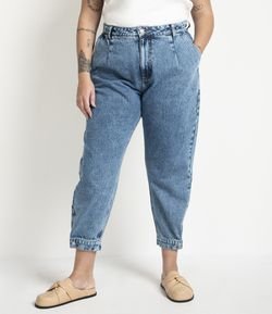 Calça Jogger Jeans com Botão na Barra Curve & Plus Size