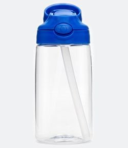 Garrafa com Canudo em Plástico Transparente com Capacidade para 480ml