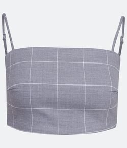 Blusa Regata Cropped com Lastex e Estampa Xadrez