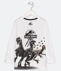 Camiseta infantil Estampa Velociraptor Jurassic World - Tam 5 a 14 anos