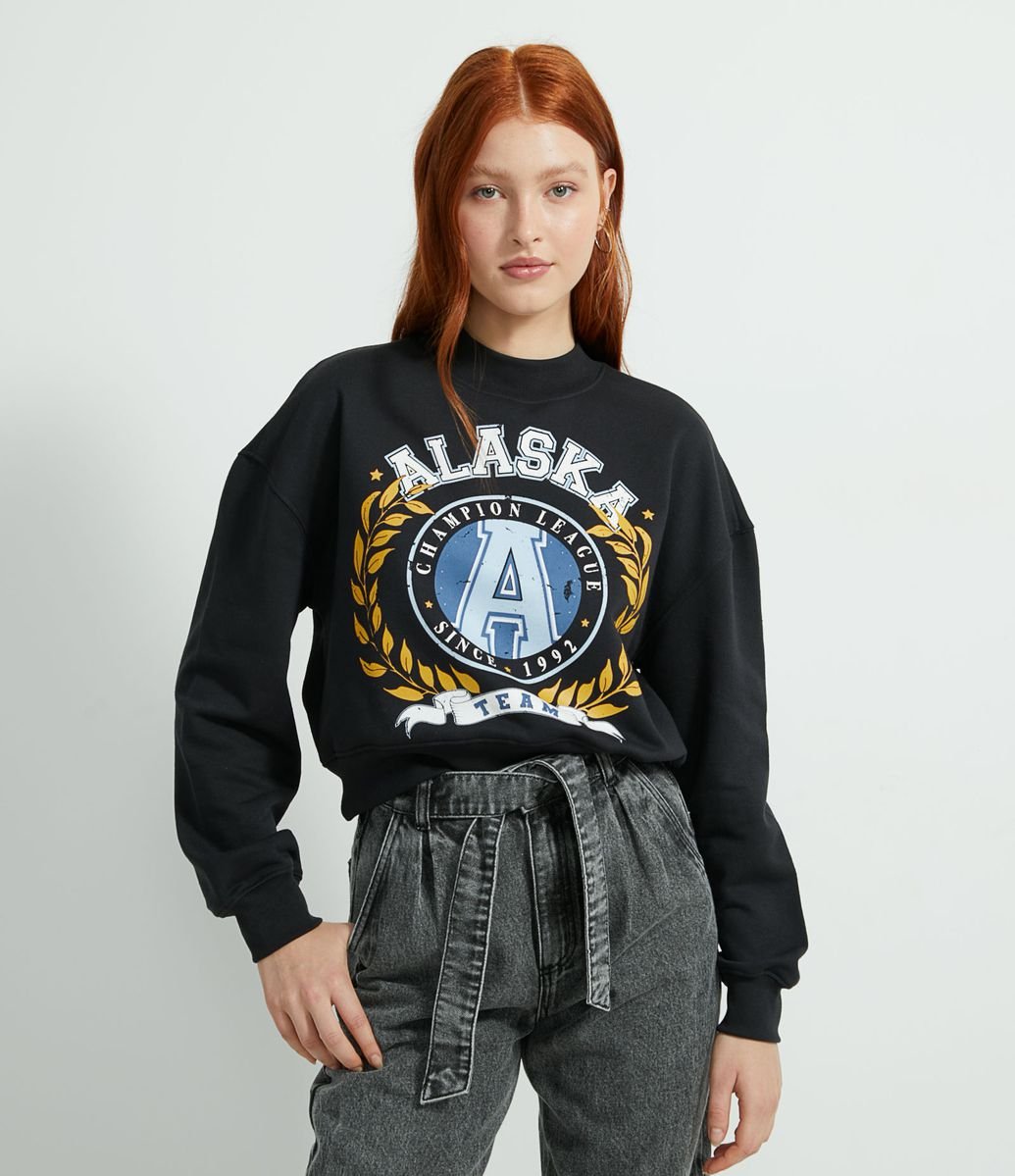 Blusão Cropped em Moletom Estampa Alaska Team é boa?