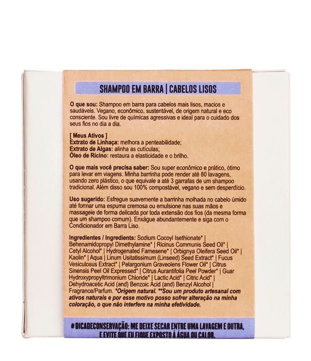 Shampoo em Barra para Cabelos Lisos Lola Cosmetics 90g 3